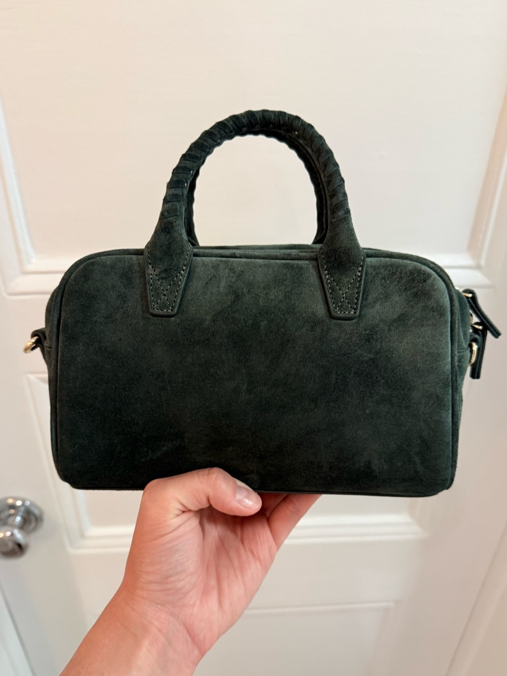 Leatherology Mini Park Satchel Green Suede